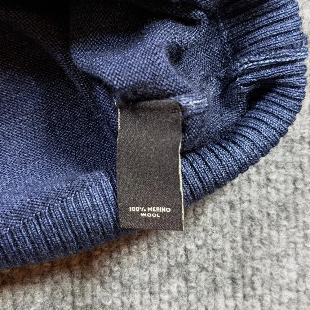 Neiman Marcus 100% Merino Wool Sweater Mens XL Navy Blue Crewneck Knit